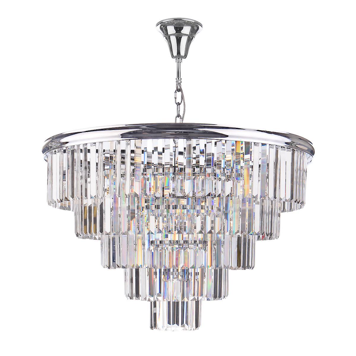 Eulalia Chandelier Polished Chrome Crystal, 12x E14