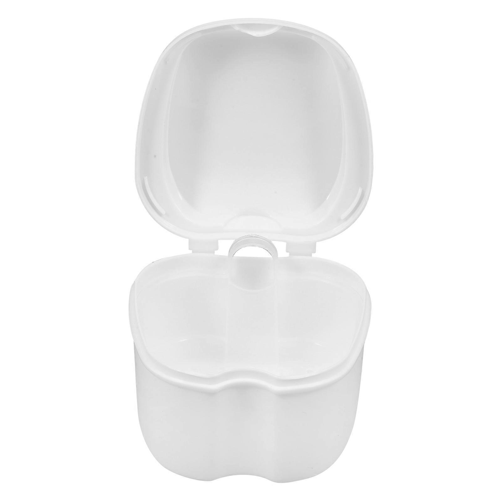 Denture Care Container Denture Storage Box for Retainers Made of White Material for Infection Prevention 1Pack