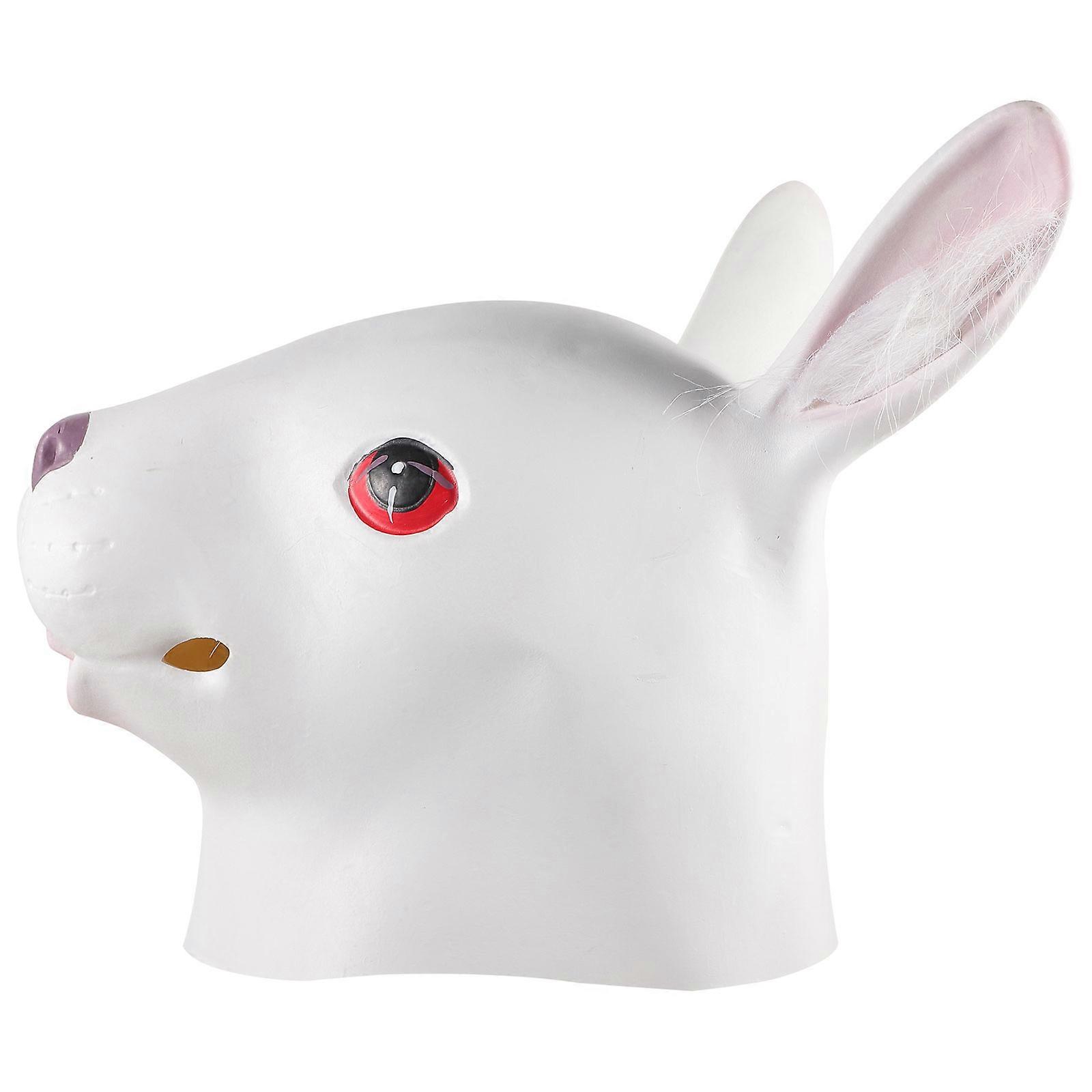 Prank Tool Rabbit Head Mask for Halloween Party White Latex Material 1Pack