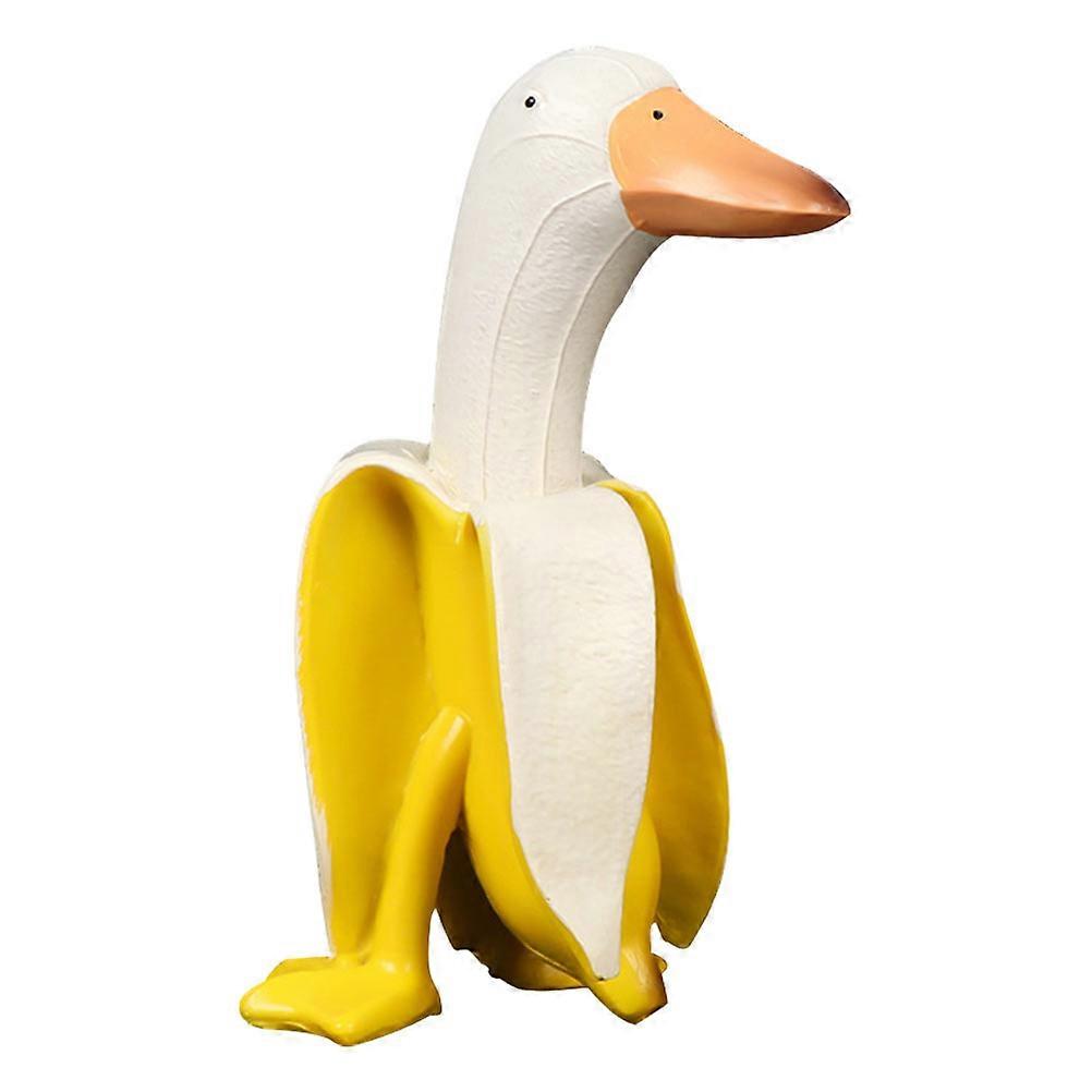 Banana Duck Outdoor Sculpture Ornament Resin Yellow Wind and Sun Resistant for Streets 1Set