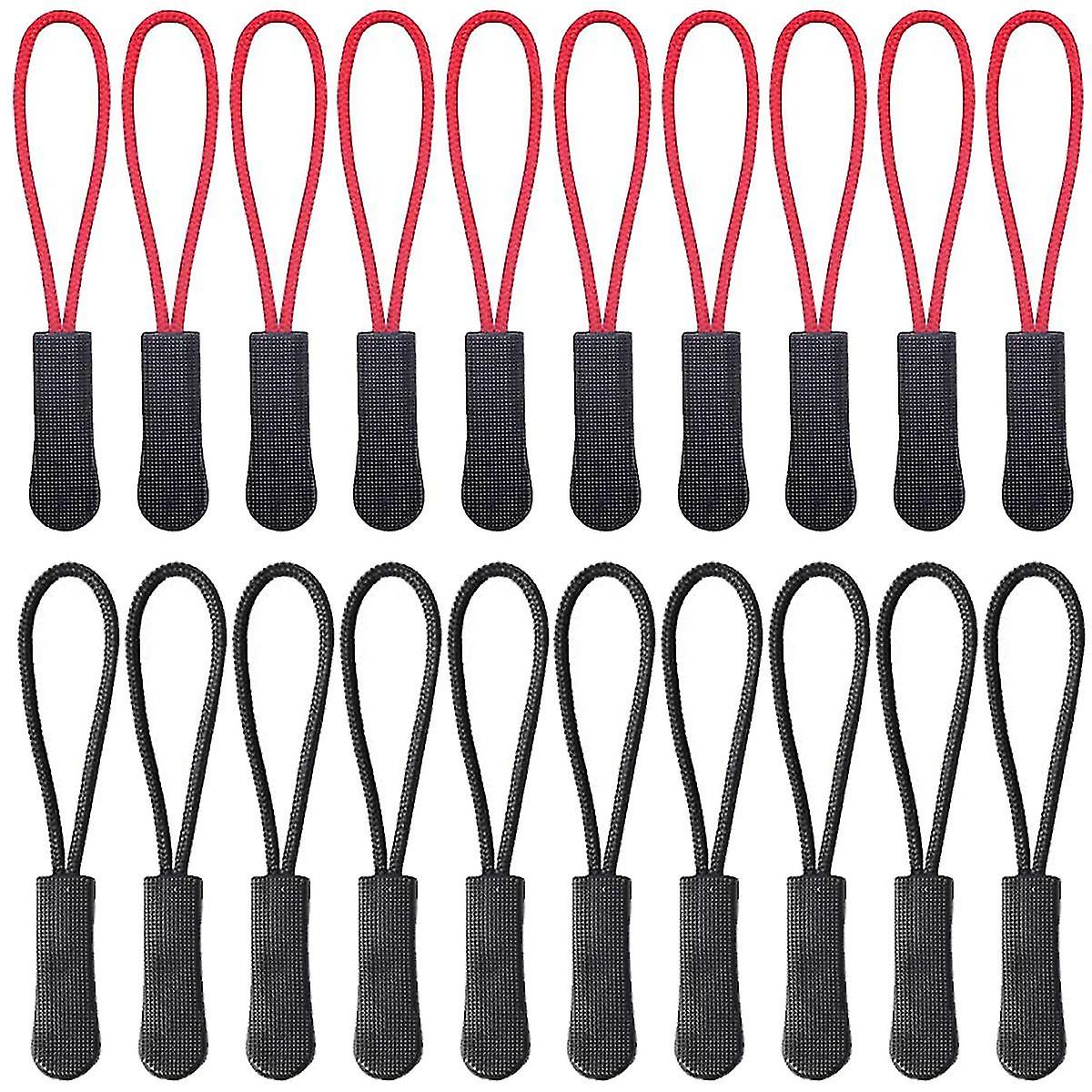 20 Pcs Zipper Pull Zip Tags Cord Pulls Zipper Extension (black)