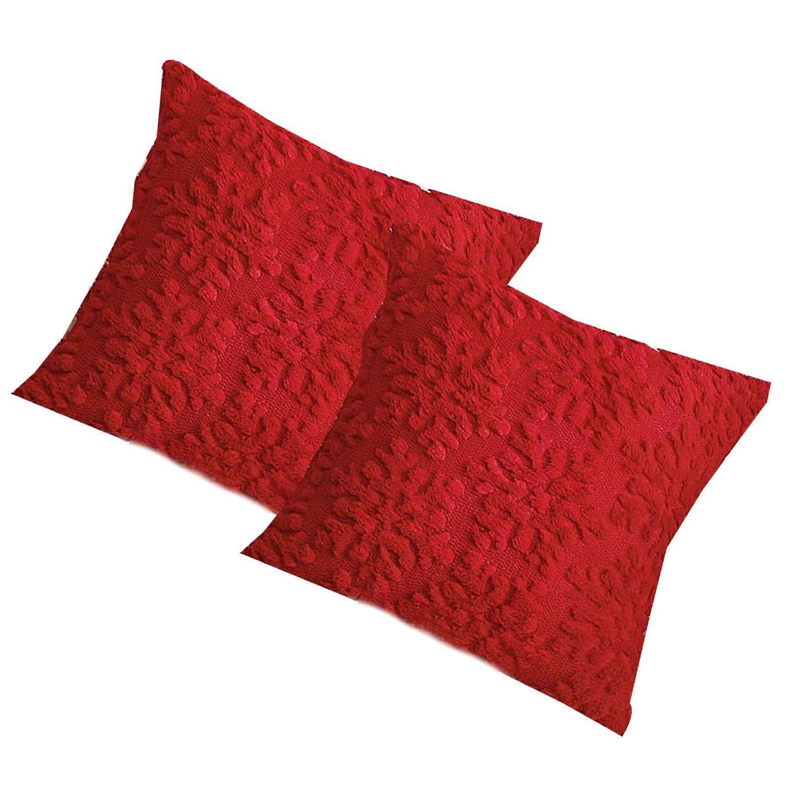 Warm Celebration Pillow Cover Double Layer Designs Sturdy Plush for Family Gathering Winter Event Red