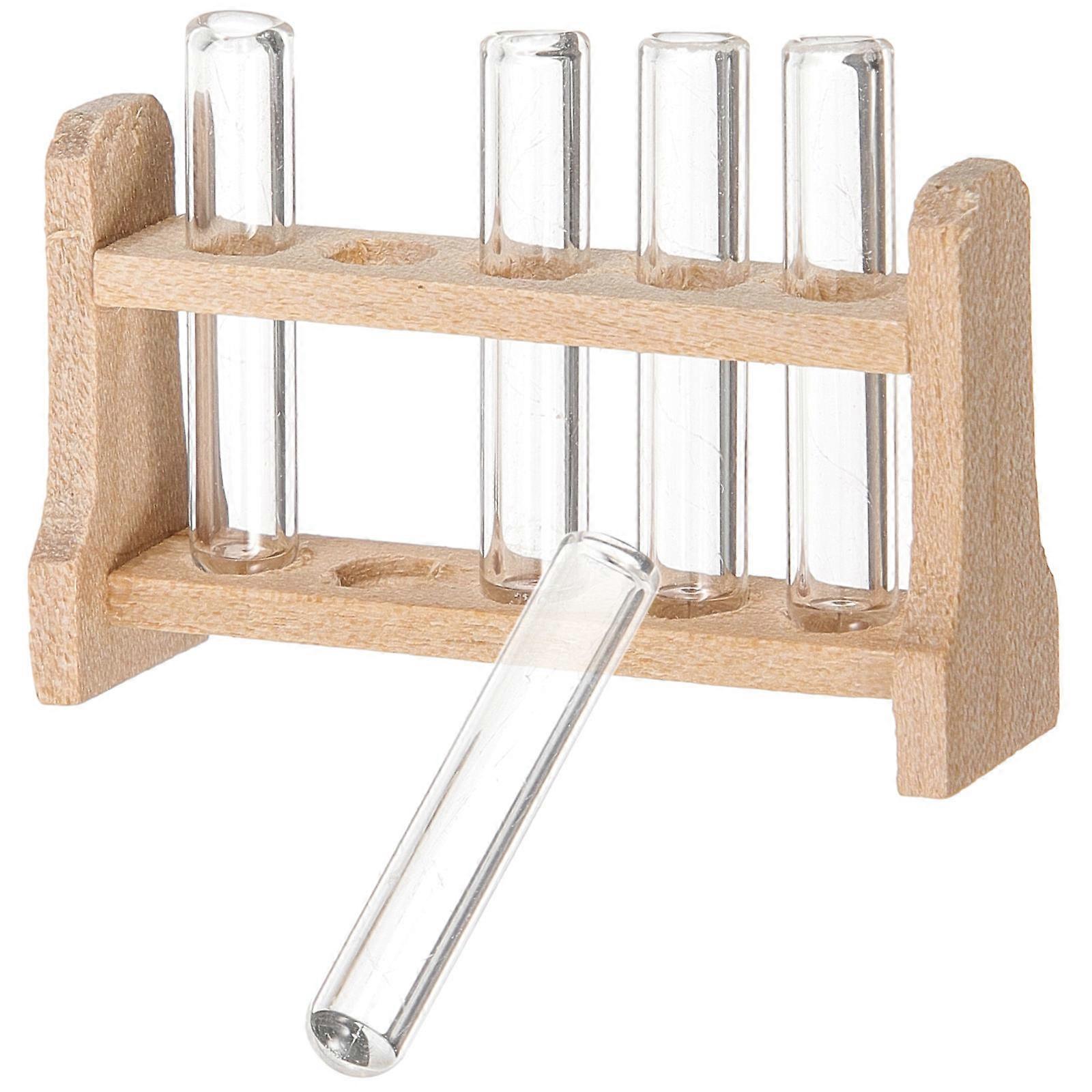 Tiny Test Tubes Miniature Test Tube Model for Doll House Lovers and Children Assorted Color Plastic Wood 1 Set