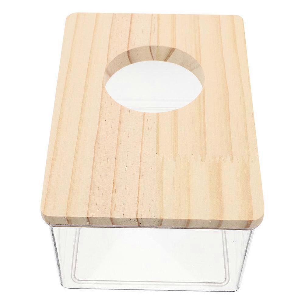 Clear Hamster Sand Bath Container with Enclosed Design for Sand Containment and Self Cleaning Use in Hamster Cages
