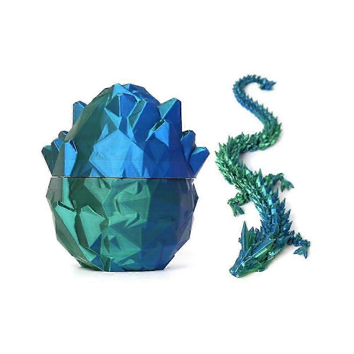 3D Printed Dragon in Egg,Full Articulated Crystal Dragon Executive Desk Toys,Home/Office Decor Xmas,Style 2