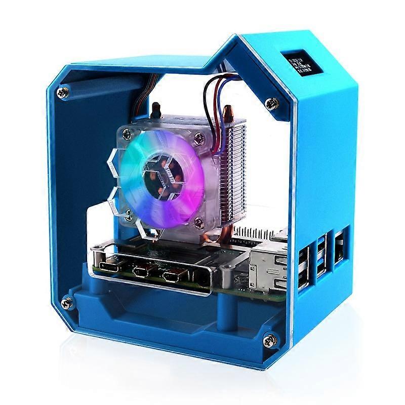 For Raspberry Pi 4B Waveshare Desktop Computer Fan LED Light Mini Tower Set