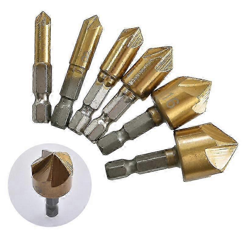 6 Piece 90 Degree Countersink Set, Hex Countersink Kit, Chamfering ...