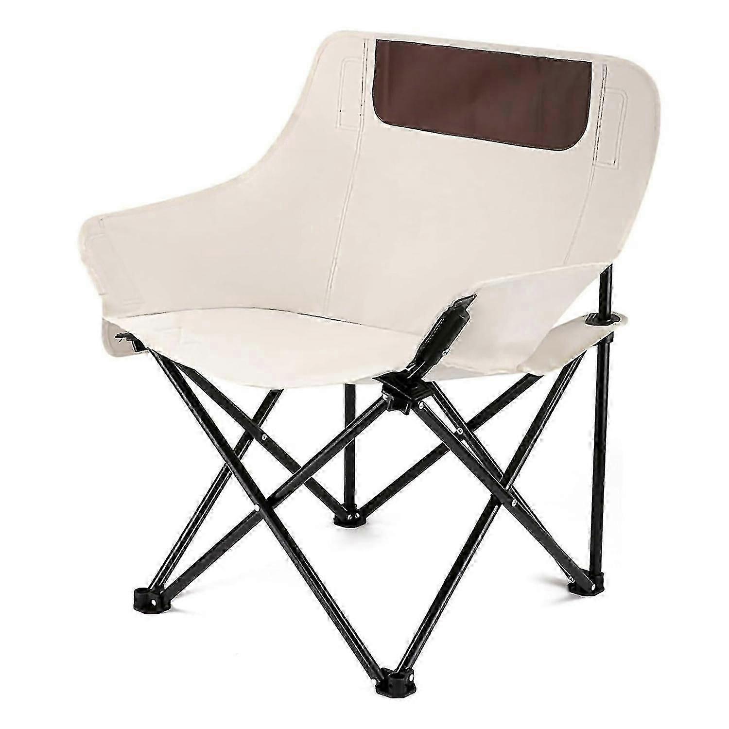 Ultralight Folding Camping Moon Chair Durable 600D Oxford Fabric, Stable Frame, Easy to Carry (White
