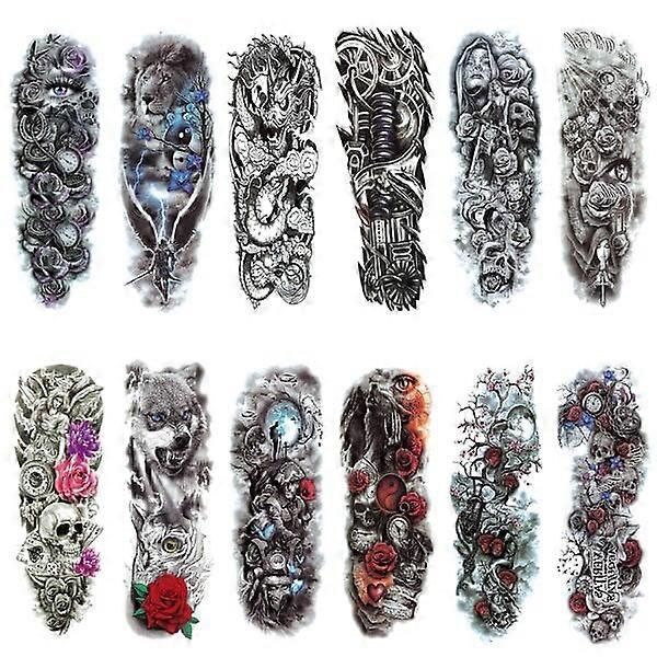 Adult temporary tattoo stickers, 12 pieces, suitable for multiple scenarios, easy to apply and remove