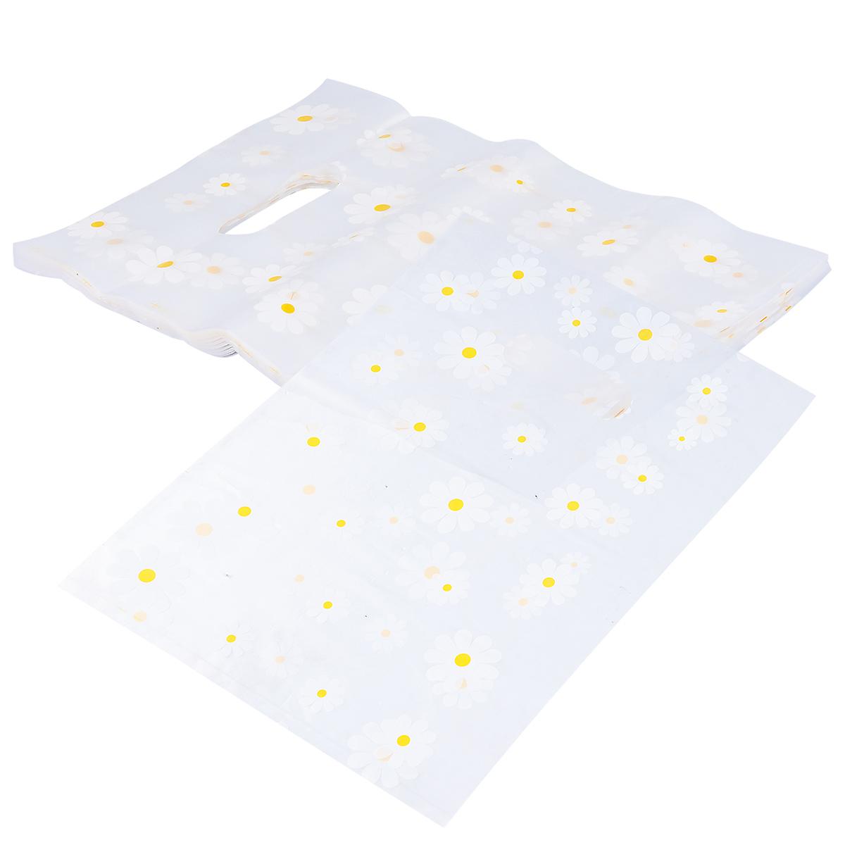 100Pcs Flower Pattern Plastic Bags Chic Storage Bags For Packaging Large Size Rectangular Carrying