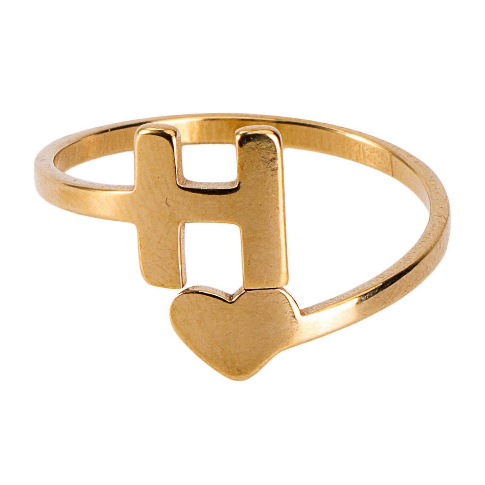 Golden Stainless Steel Initial Ring for Decor Simple and Stylish One Size Fits All