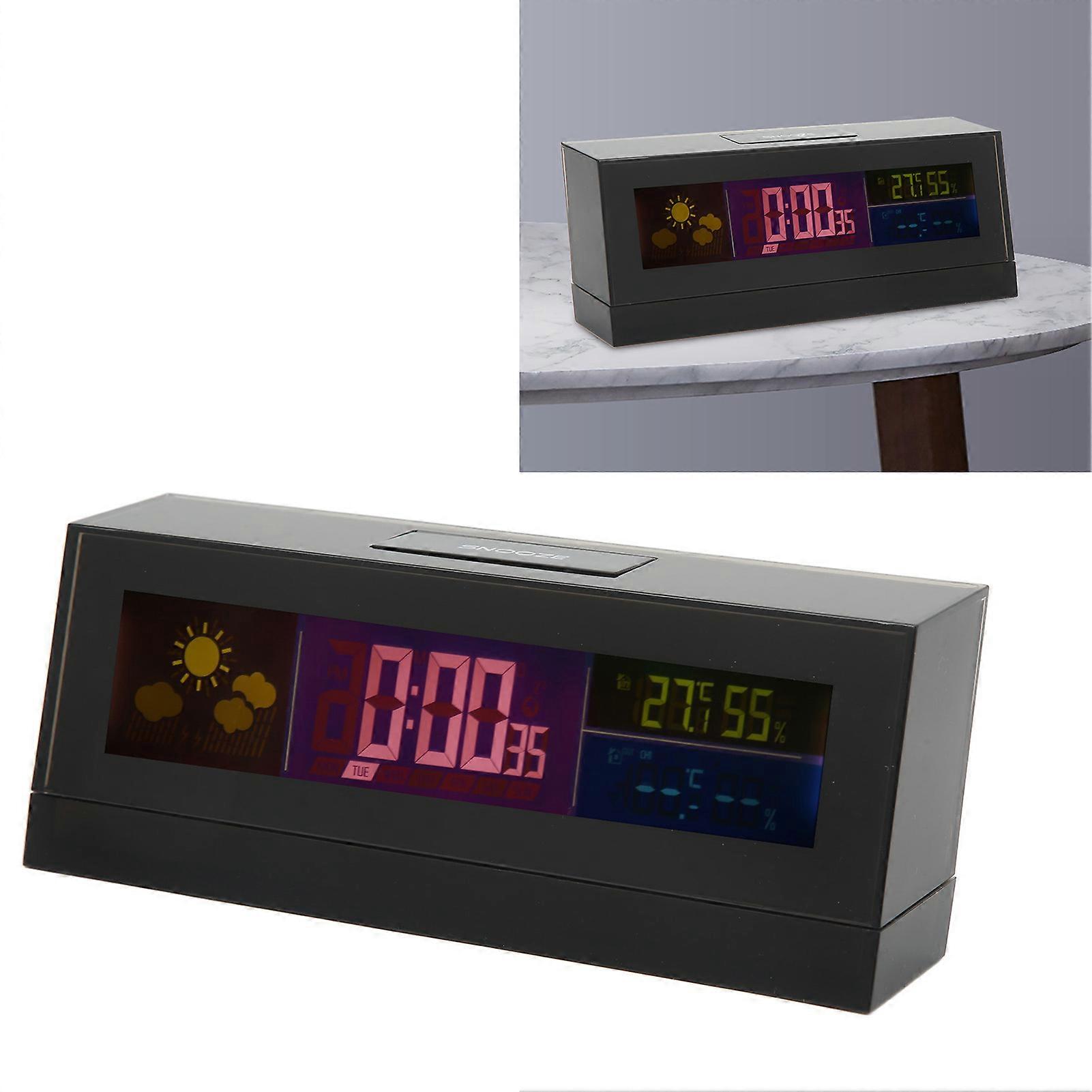 Electronic Weather Clock with Indoor Temp & Humidity Monitor, LCD