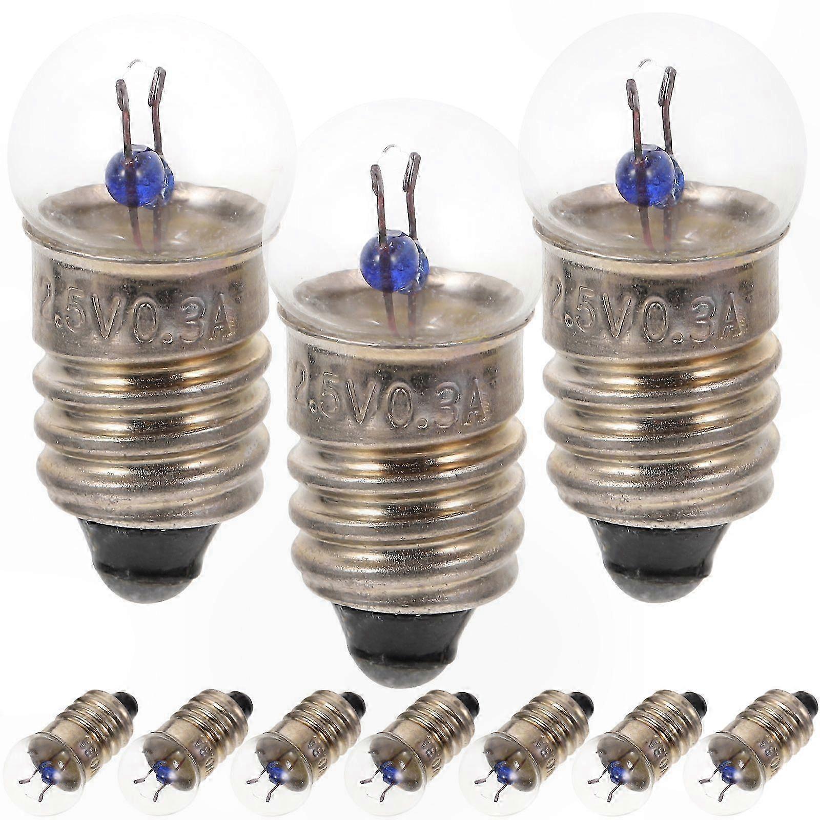 10 Pack E10 Mini Bulbs 2.5V 0.3A for Flashlights Physics Kits Experiment Lighting Solutions