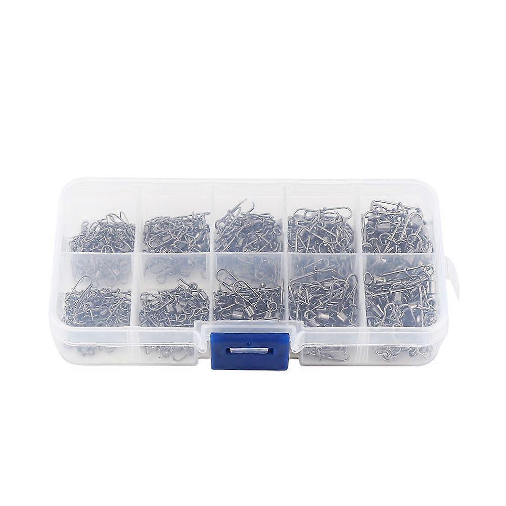210pcs/box  High Strength Fishing Rolling Swivels with Snap Connectors Solid Fishing Tackle