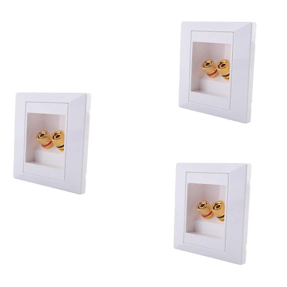 3X Wall Socket Connection Port with 2 Jack Speaker White