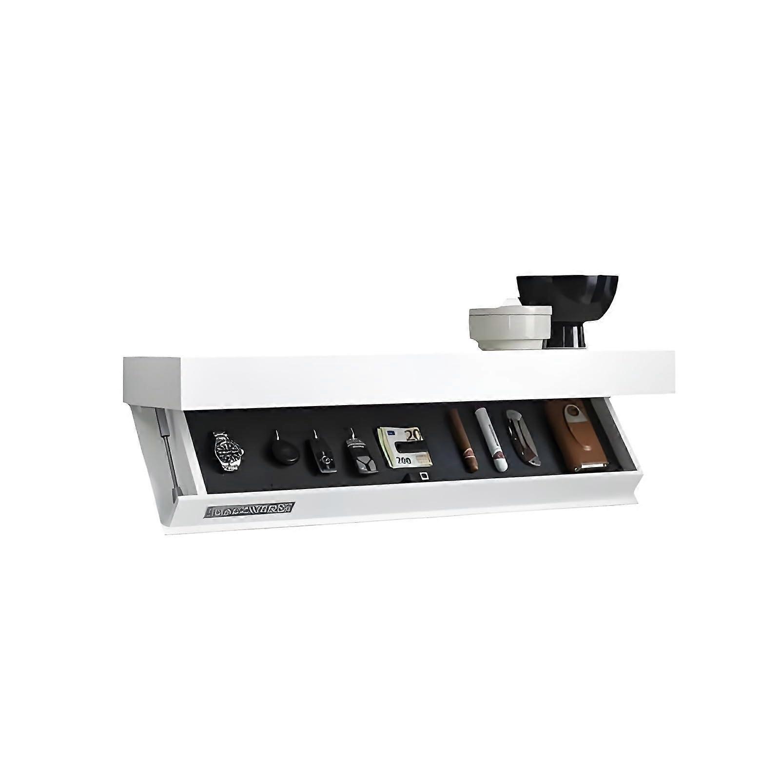 Concealing Shelf 16x10x3 Inch Floating Hidden Drawer Wall Shelf White Wooden Cabinet Privacy Protected Secret Compartment