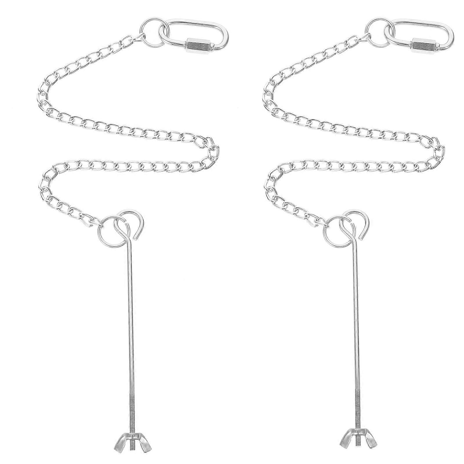 Silver Stainless Steel Bird Fruit Fork for Holding 2Pcs Hanging Feeding Tool