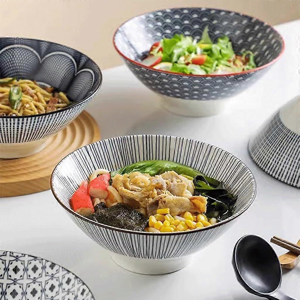 Ramen Bowl Set of 5 Large Ceramic Soup and Noodle Bowls for Instant Ramen Breakfast