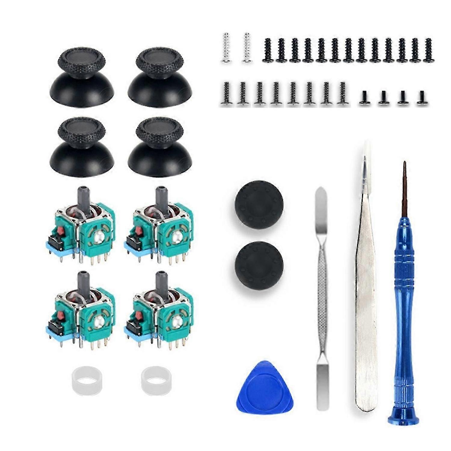 4PCS Analog Joystick with Joystick Caps for 3D Analog Joystick Potentiometer with 2 Joystick Rubber Ring