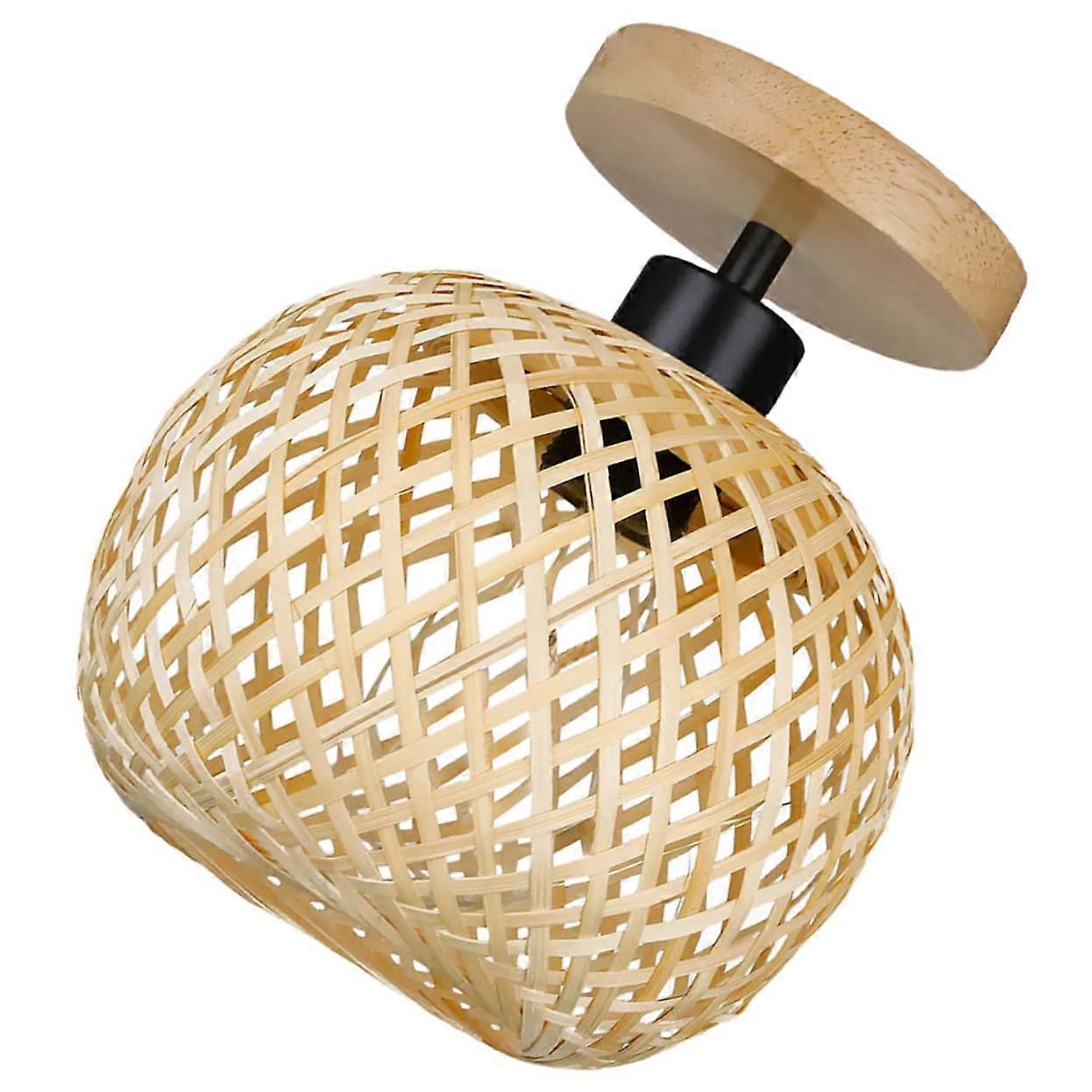 Bamboo Woven Ceiling Light Fixture Rustic Retro Design Easy to Install for Hallway Living Room Dining Area Bedroom
