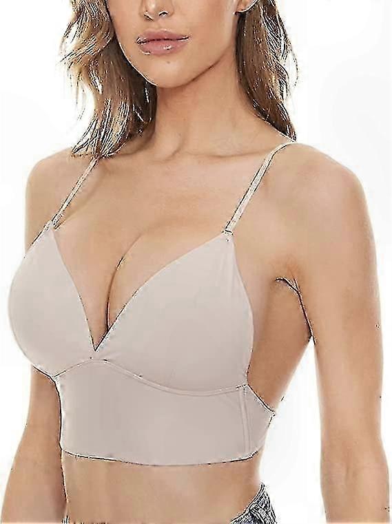 Wirefree Deep V Backless Bra with Convertible Straps for Women