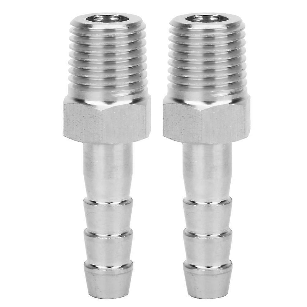 Raccord rapide à filetage mâle BSPT en acier inoxydable, 2 pièces, 1/4 po, raccord cannelé (BSPT1/4-6 mm)