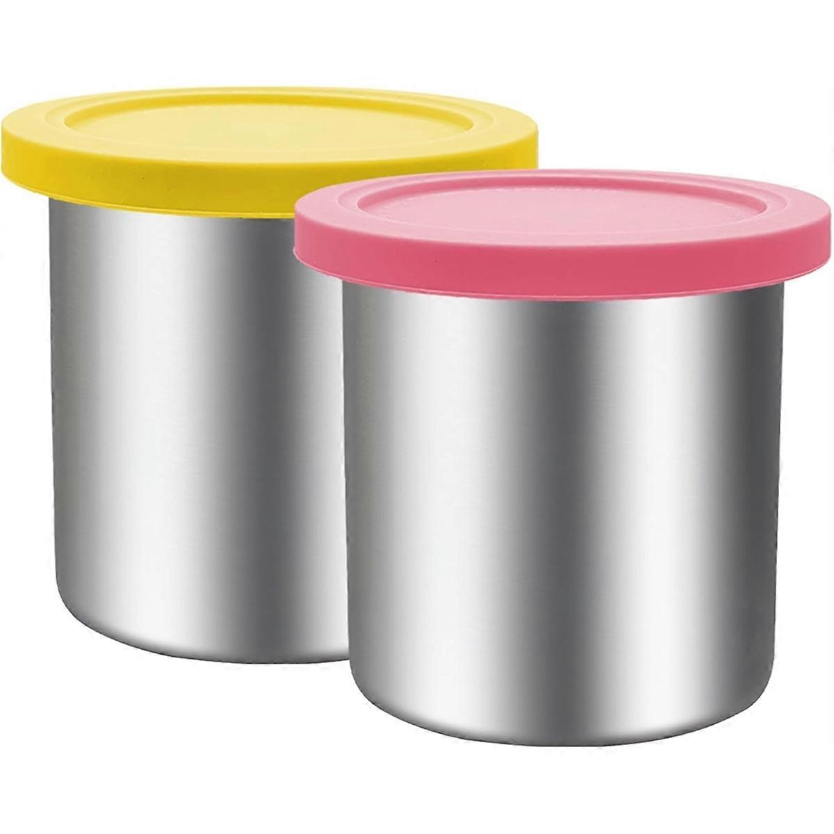Stainless Steel Pint Containers & Lids for Creami Ice Cream Maker NC500,NC501, CN501CO Series,24 Oz
