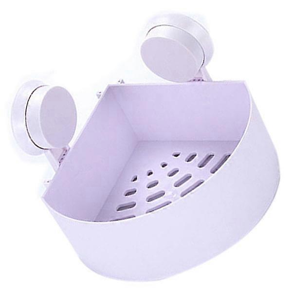 Triangle Wall-mounted Suction Cup Shower Shelf For Home Organization 16.90X16.90X7.50CM In White 1Pack