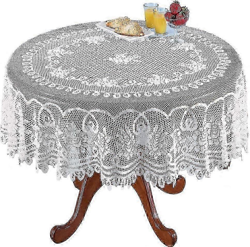 Rectangular vintage white lace tablecloth for wedding party Diameter 180 cm 2025