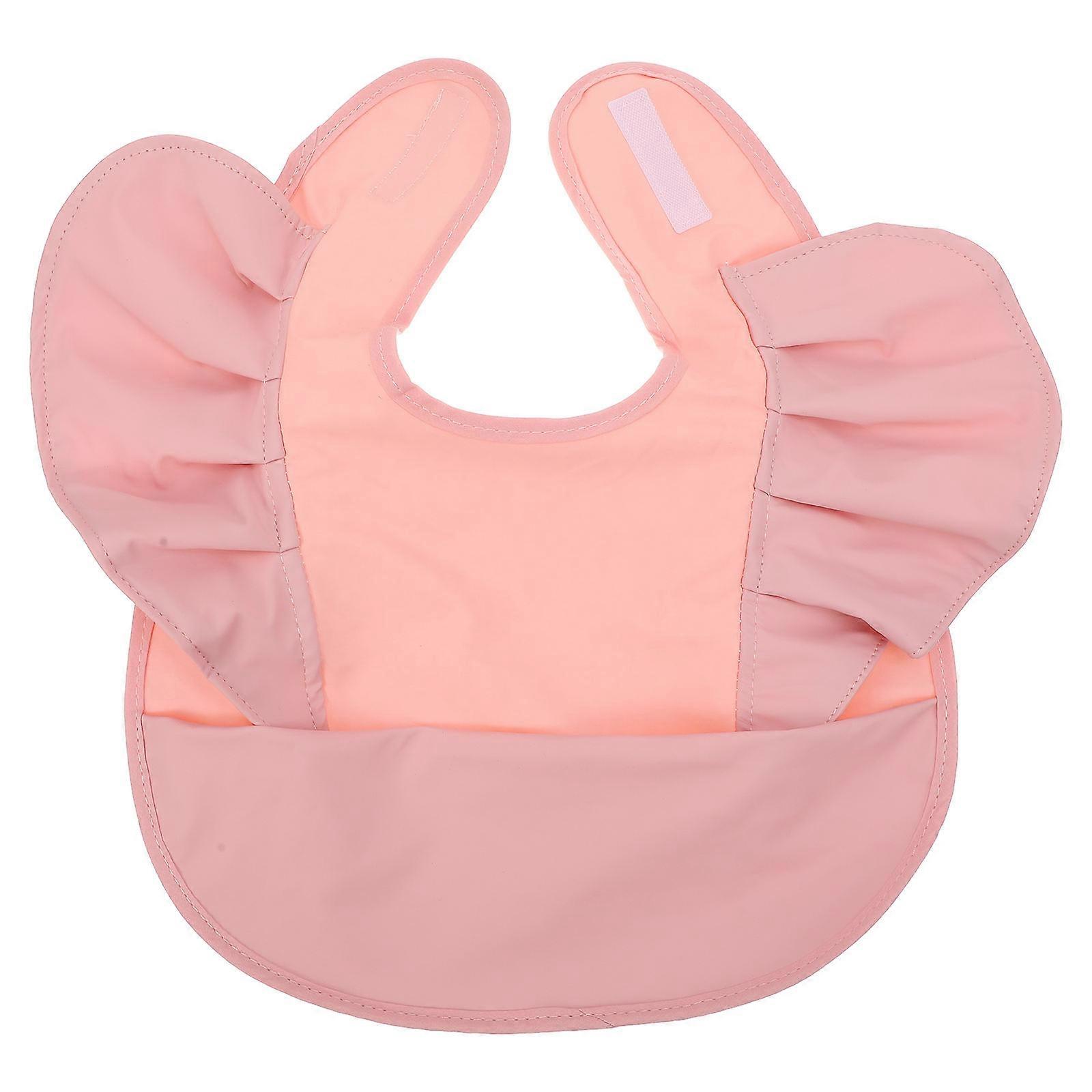 Baby Eating Bib Non-Woven Fabric for Teething Use 3Pcs Pink Lacework