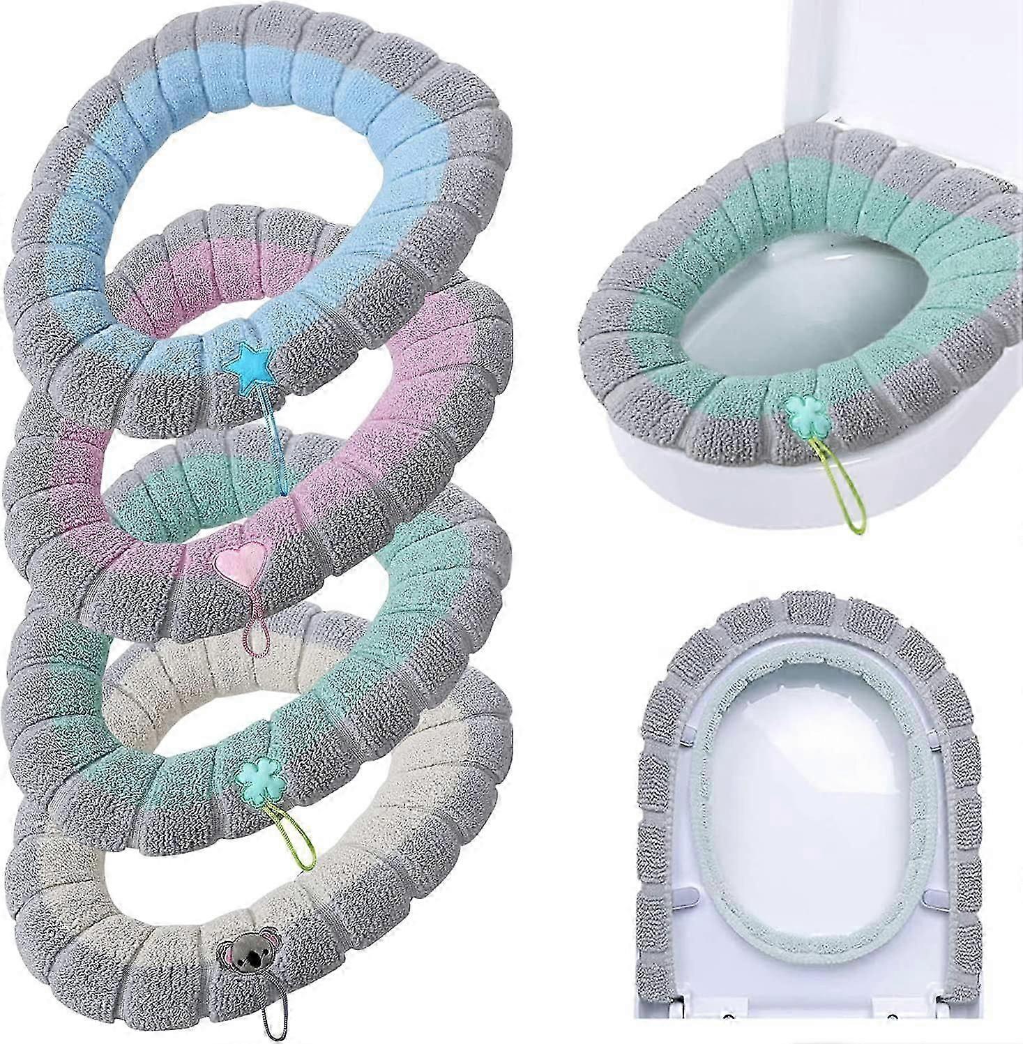 4-pack toalettsitsskydd toalettsitsskydd med handtag mjukt badrum toalettskyddsmatta tjock töjbar tvättbar universalstorlek
