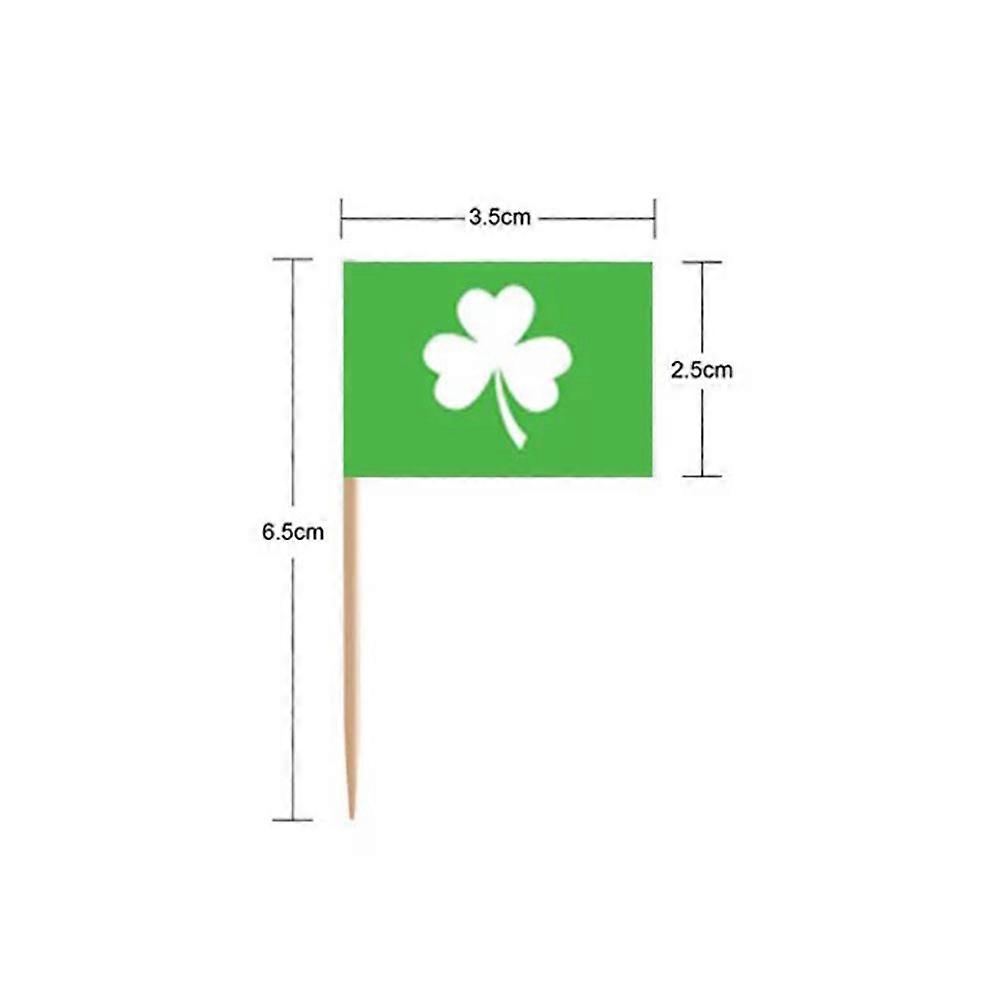 Irish Flag Toothpicks 200Pcs Party Decorations Clover Assorted Color Wood Stick