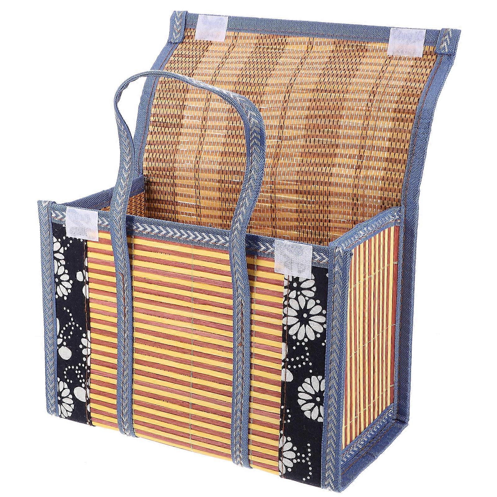 Woven Fruit Basket Storage Basket for Daily Household Use Bamboo Material Rectangular 1Set