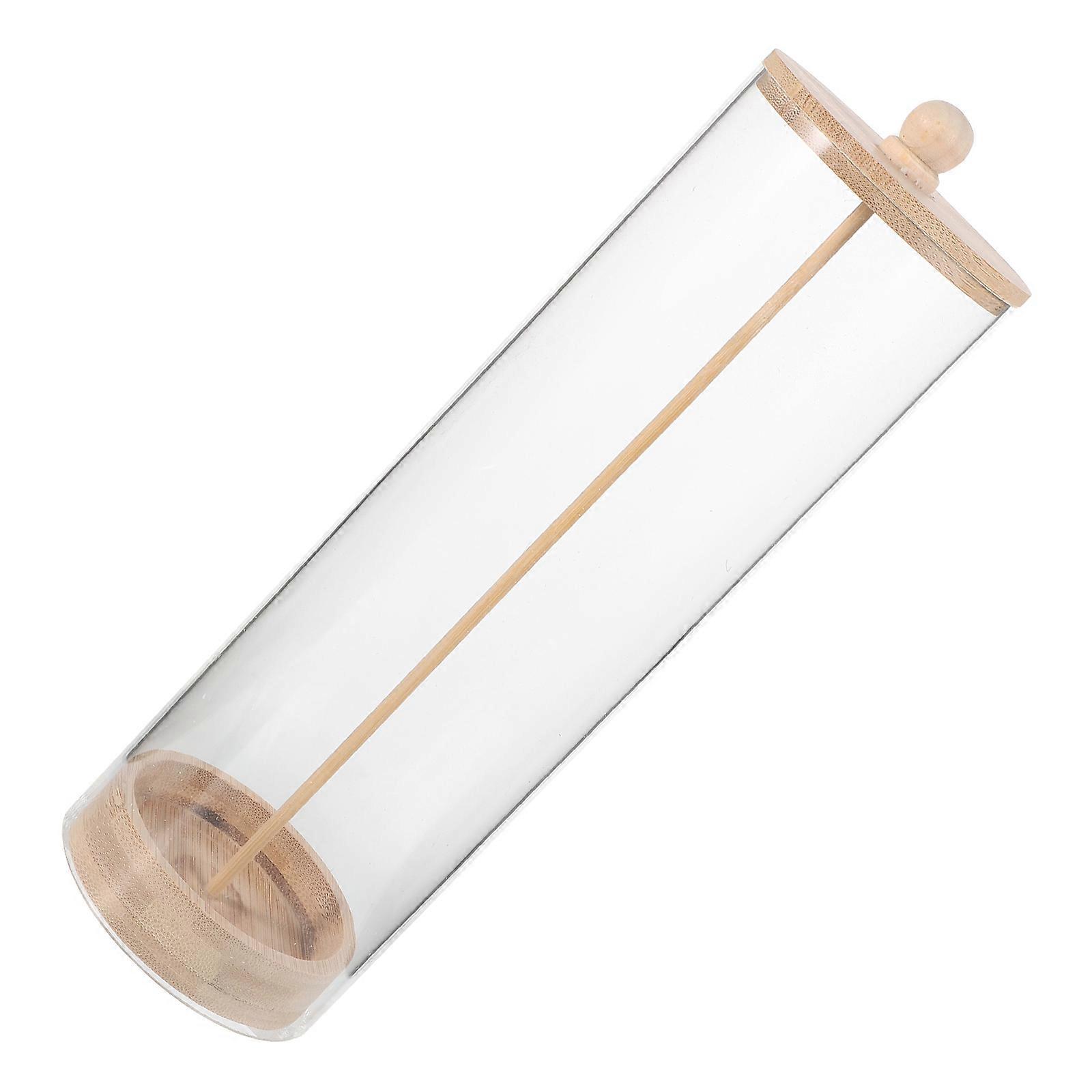 Wooden Straw Storage Minimalist Design For Office Space Cabinet Clear Container 1Pack