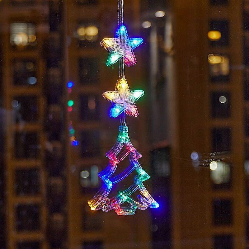 2025 Newest LED Christmas Window Lights with Bells, Christmas Trees, Reindeer and Snowflak