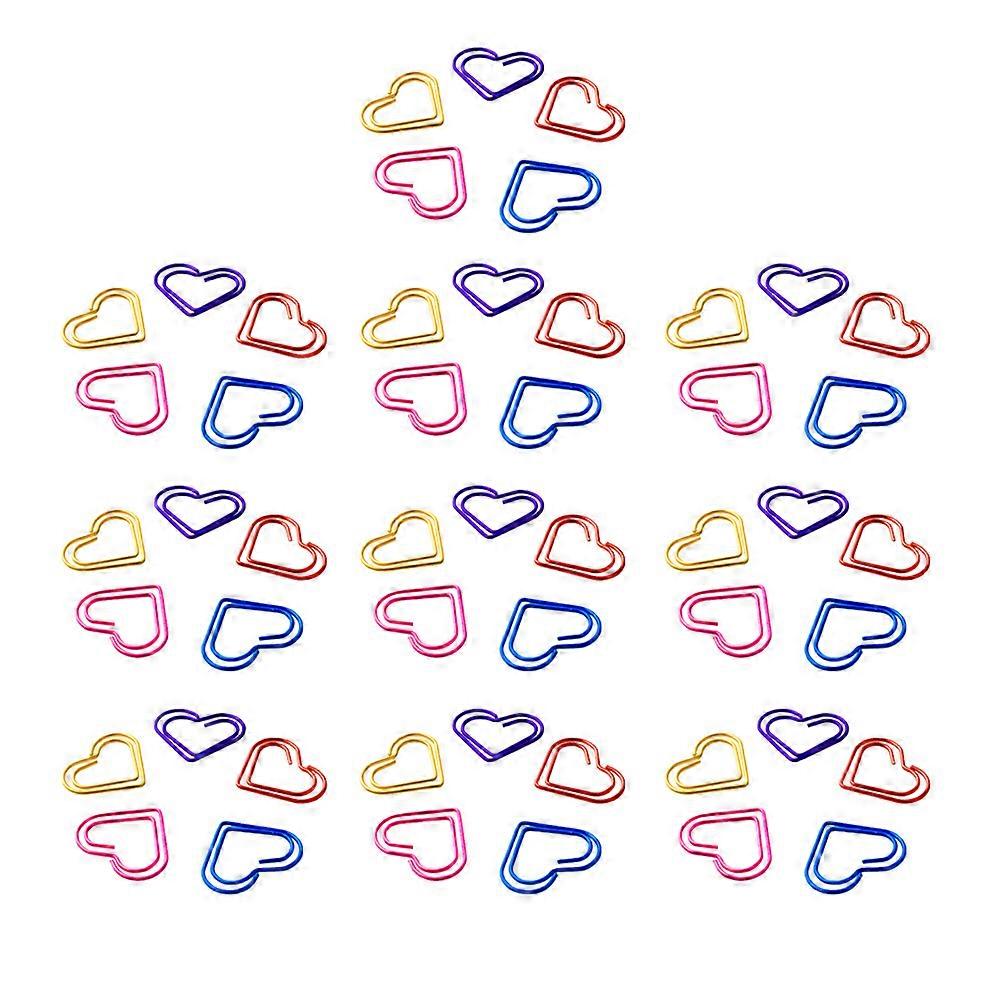 Bright Color Heart Shaped Paper Clip Metal Clamp for Organization Use 150Pcs