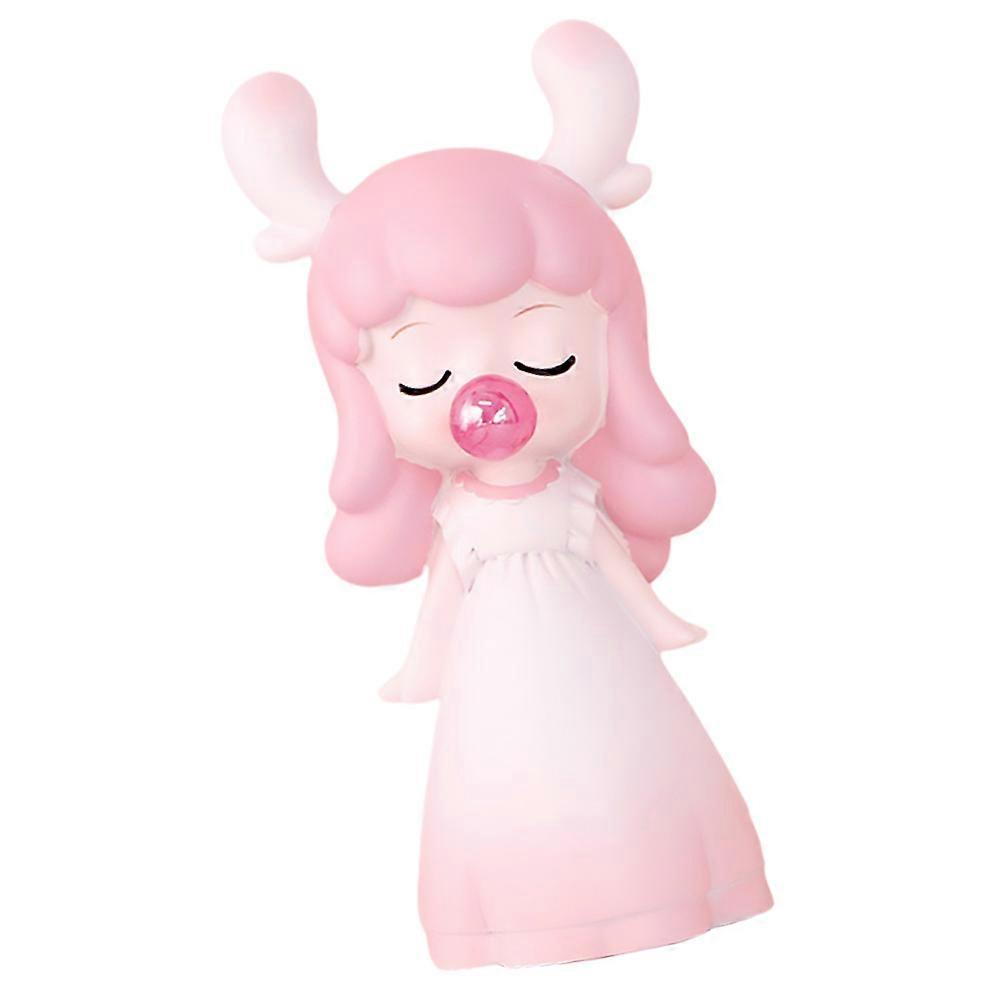 Compact Pink Resin Craft Girl Decor 2Pcs Blowing Bubble Design Suitable For Home Decor Office Space Saving Needs