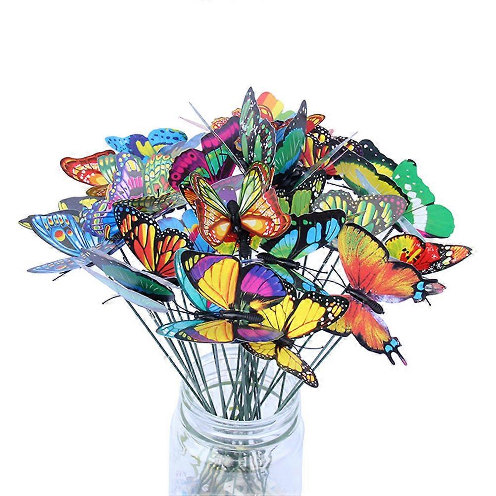 Decorations Stakes for Garden Display with 48Pcs Colorful Simulation