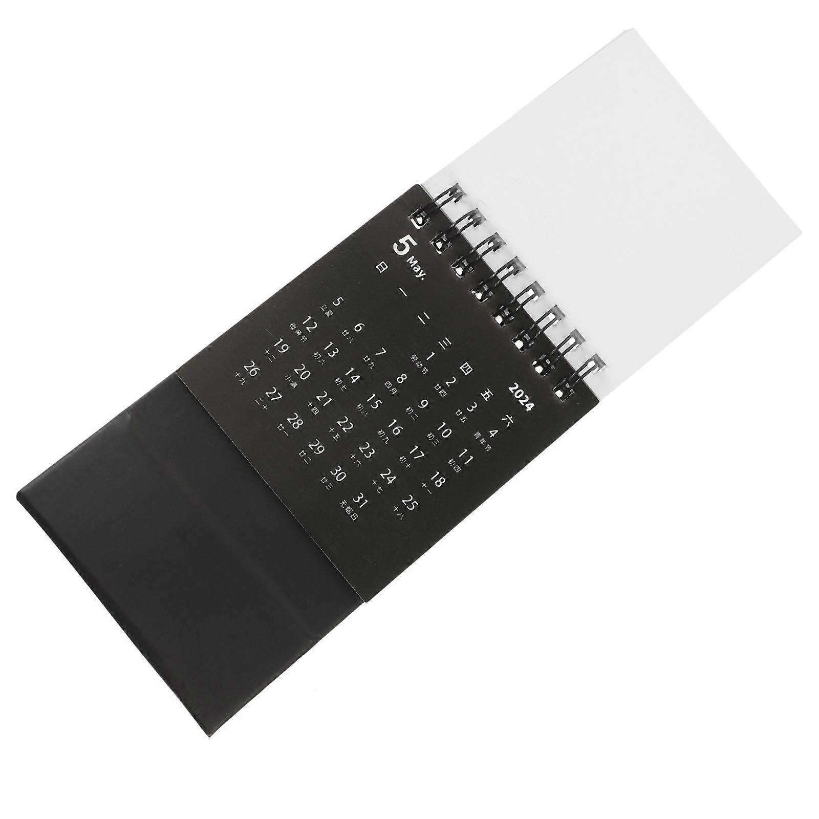 Mini Desk Calendar Desktop Month Calendar for Office Use 2Pcs Black Paper