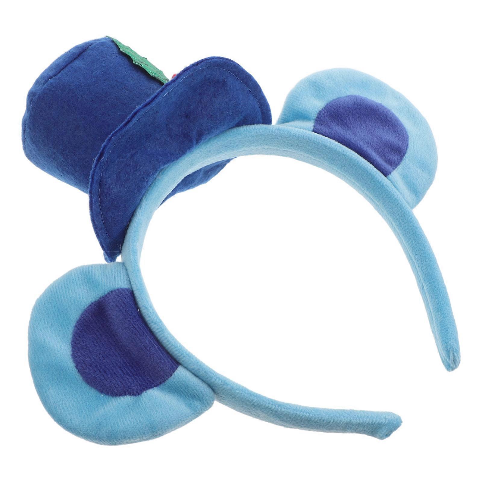 Bear Ears Headband for Party 3Pcs Soft Fabric Hair Accessories Blue