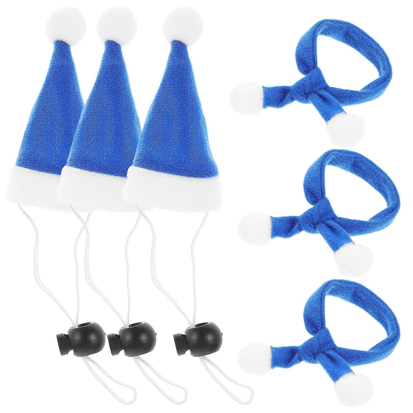 Xmas Pet Hat and Scarf 6Pcs Christmas Costume Set for Party Use Blue