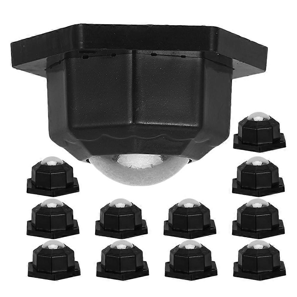 Black Self Adhesive Mini Caster Wheels for Trash Bins 36Pcs Set