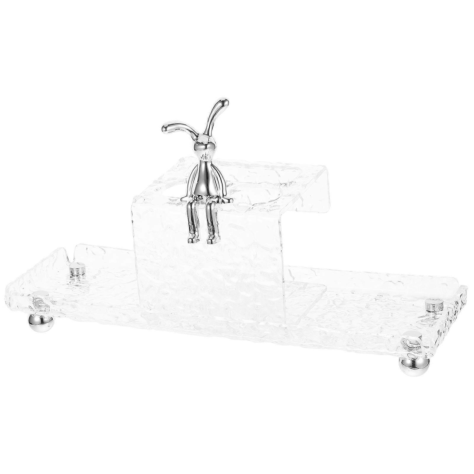 Transparent Acrylic Toothbrush Holder Stand for Bathroom Use 2Pcs Tray