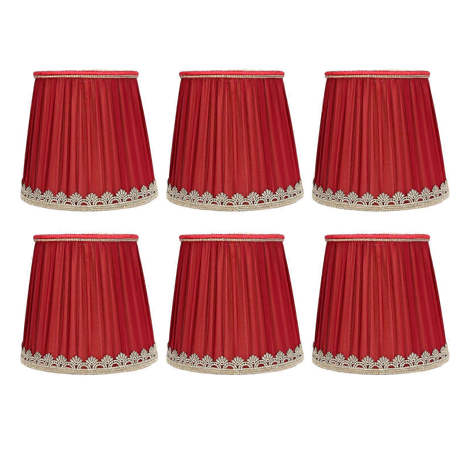 Small Lamp Shade Fabric Wine Red Golden Edge Lampshade for E14 Table Chandelier Wall Lamp