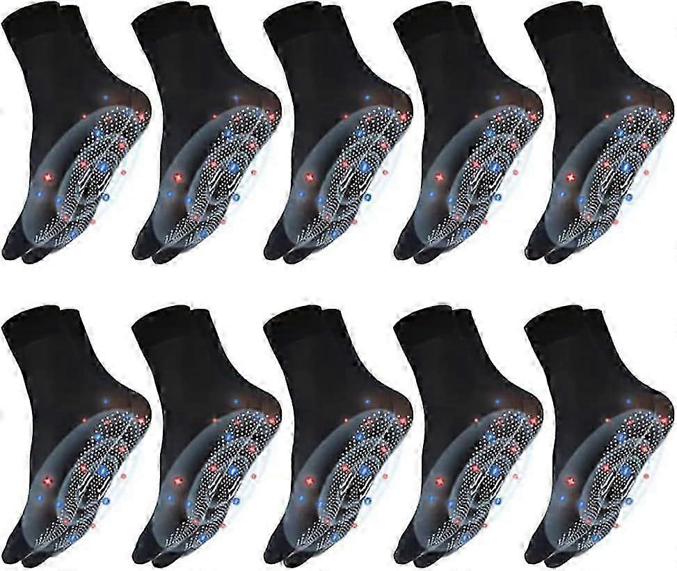 Tourmaline Ionic Body Shaping Stretch Socks, 10 Pairs Acupressure Self-Warming Foot Massage Socks