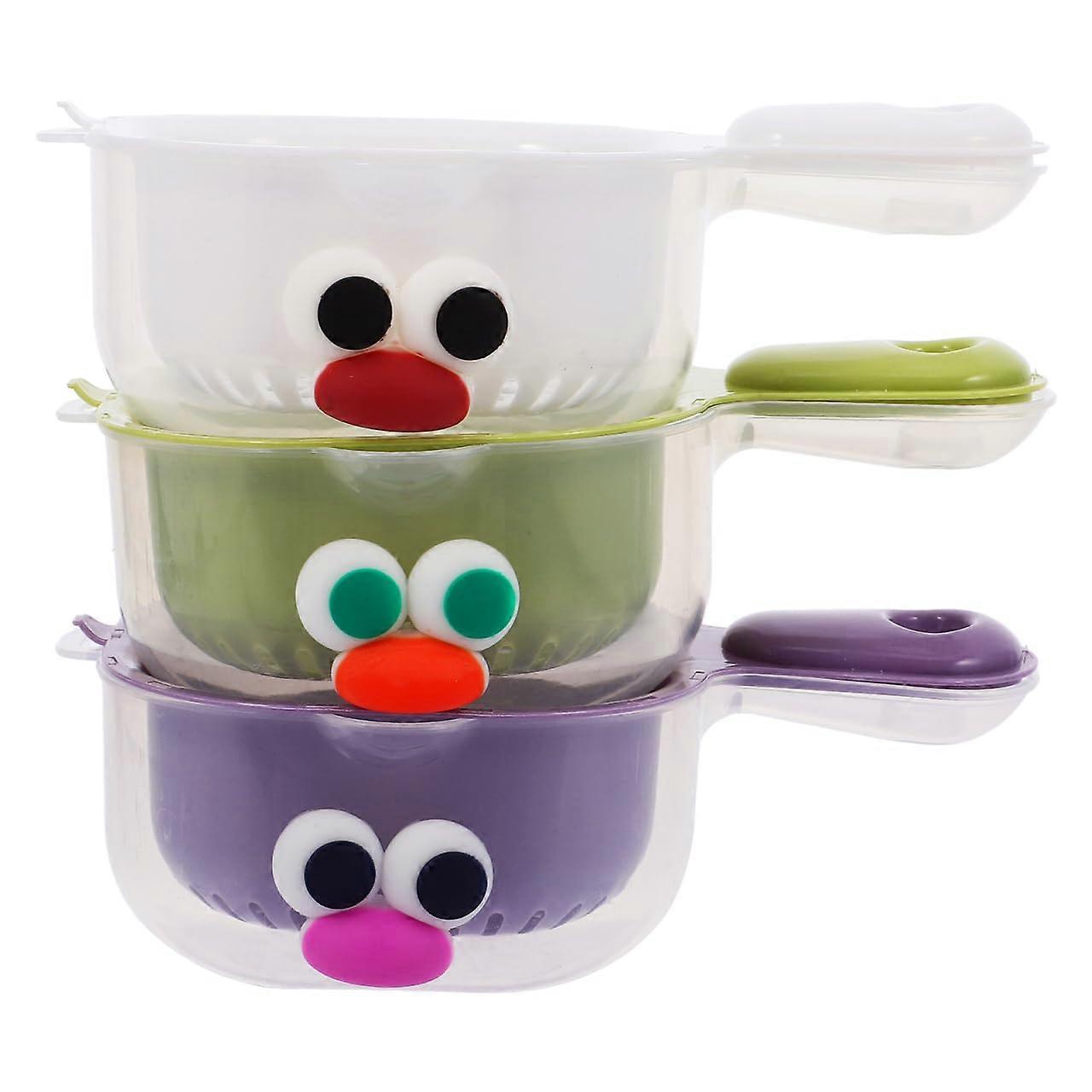 3pcs Fruit Basket With Lid Mesh Kitchen Drain Double Layer Efficient Drainage Storage For Fruits And Vegetables