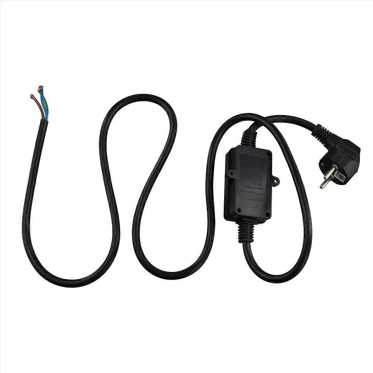 FI Circuit Breaker Socket Residual with Cable, EU Plug Black