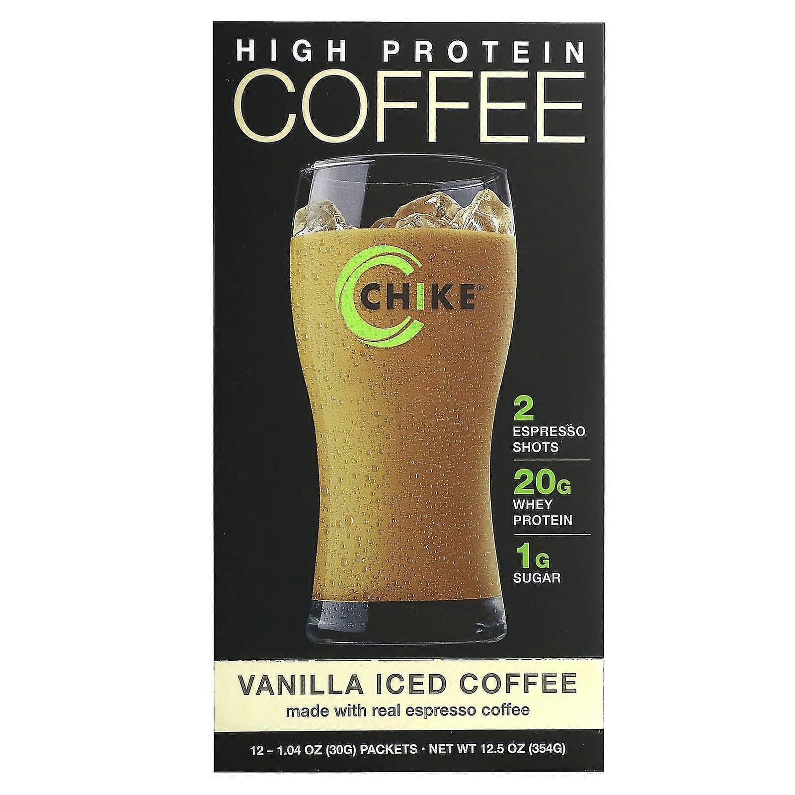 High Protein Iced Coffee, Vanilla, 12 Packets, 1.04 oz (30 g) Each