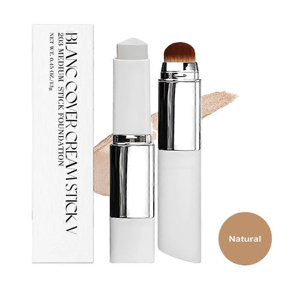 2-in-1 Foundation Stick with Puff Liquid Makeup Pen for Full Coverage Natural Finish On-the-Go