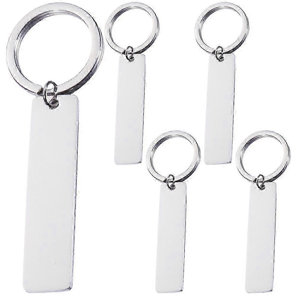 5pcs Blank Stainless Steel Key Chain Blank Keychain Blank Key Ring Key Tags For Number Tag